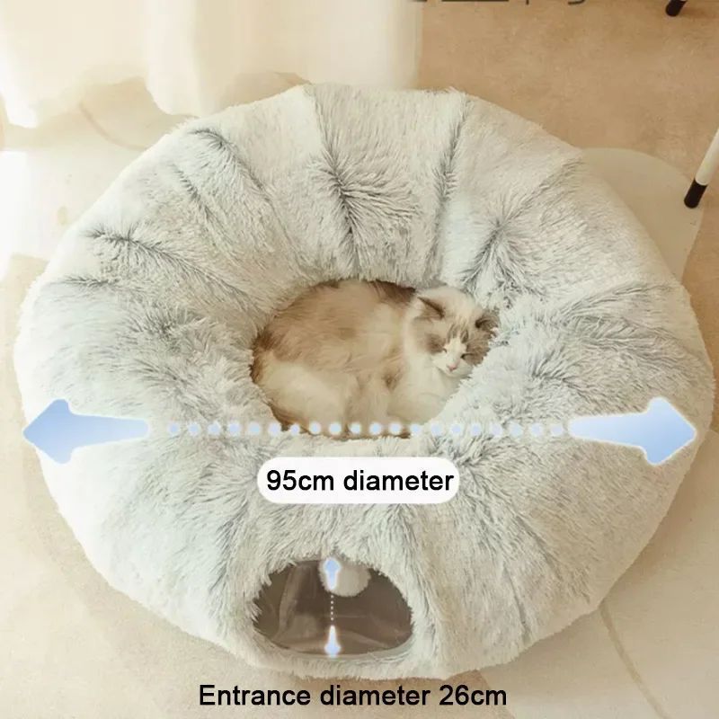 Soft Fleece Cat Play Tunnel – Fun and Comfort for Your Kitty