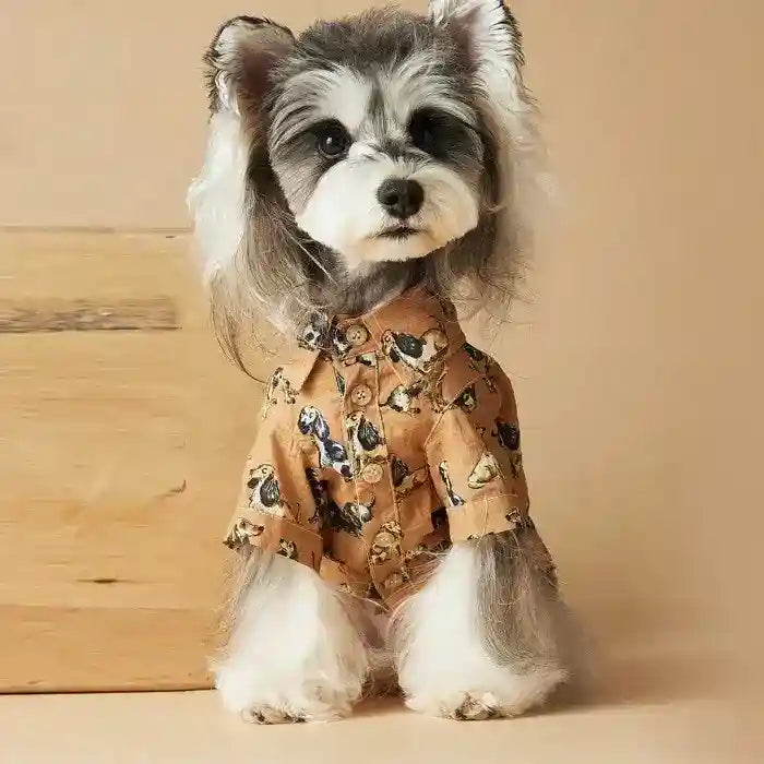 Camicetta Tawney Bear per Cani - Beige con Stampa by Dog Moda