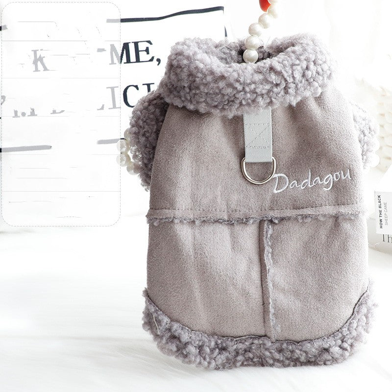Abrigo de Piel Aterciopelada para Perros - Dadagou con Botones
