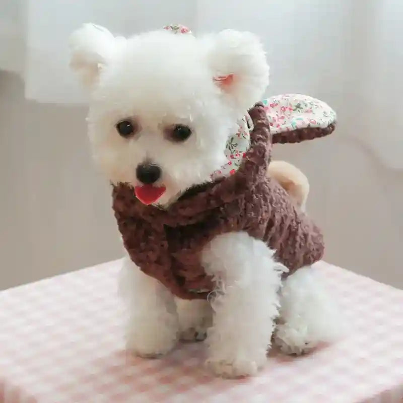 Abrigo para perros Bunny de felpa con capucha y orejas de conejo