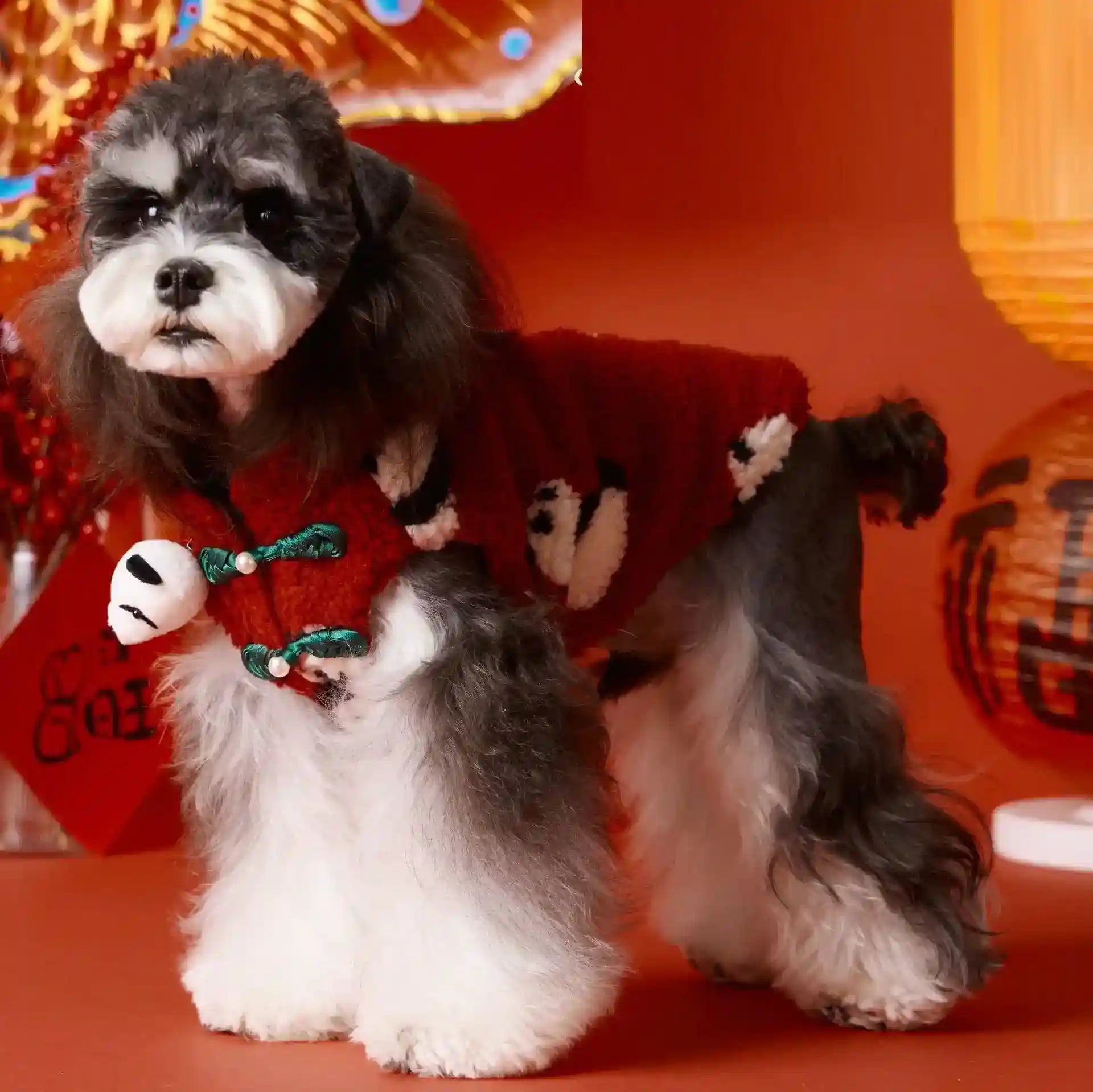 Abrigo de forro polar rojo Panda para perros - Botones en el lomo XS-XXL