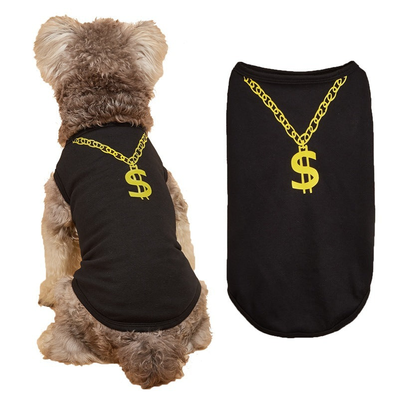 Maglia Cane Smanicata Dollar | Vest Estivo con Collana | Dogmoda