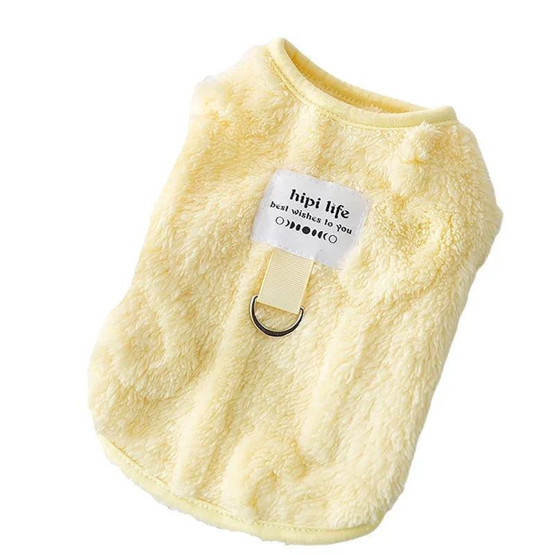 Exquisite Sleeveless Dog Sweater - Warm Fleece Ring Harness