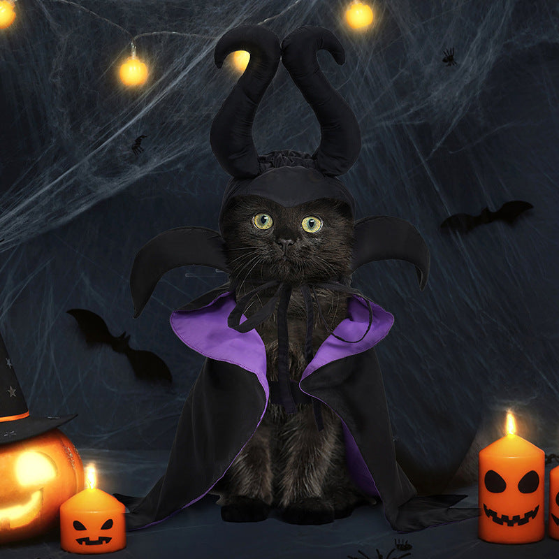 Costume Halloween Maleficent per cani con mantello e corna