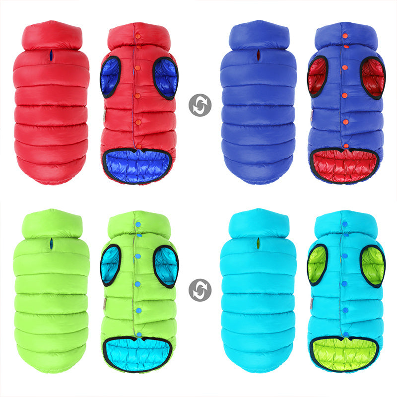 AeroDry Double-Sided Dog Down Jacket - Blue/Red or Light Blue/Green