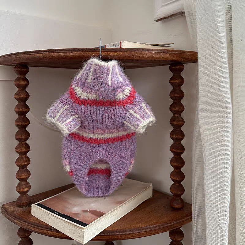 Jersey para Gatos de Rayas Bicolor - Lana y Terciopelo