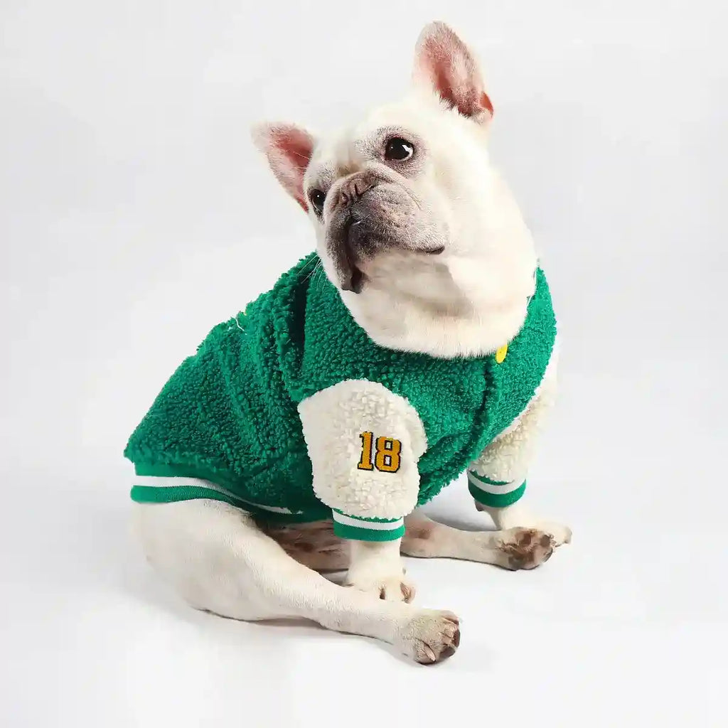 Abrigo de béisbol Bulldog - Forro polar verde cálido invierno