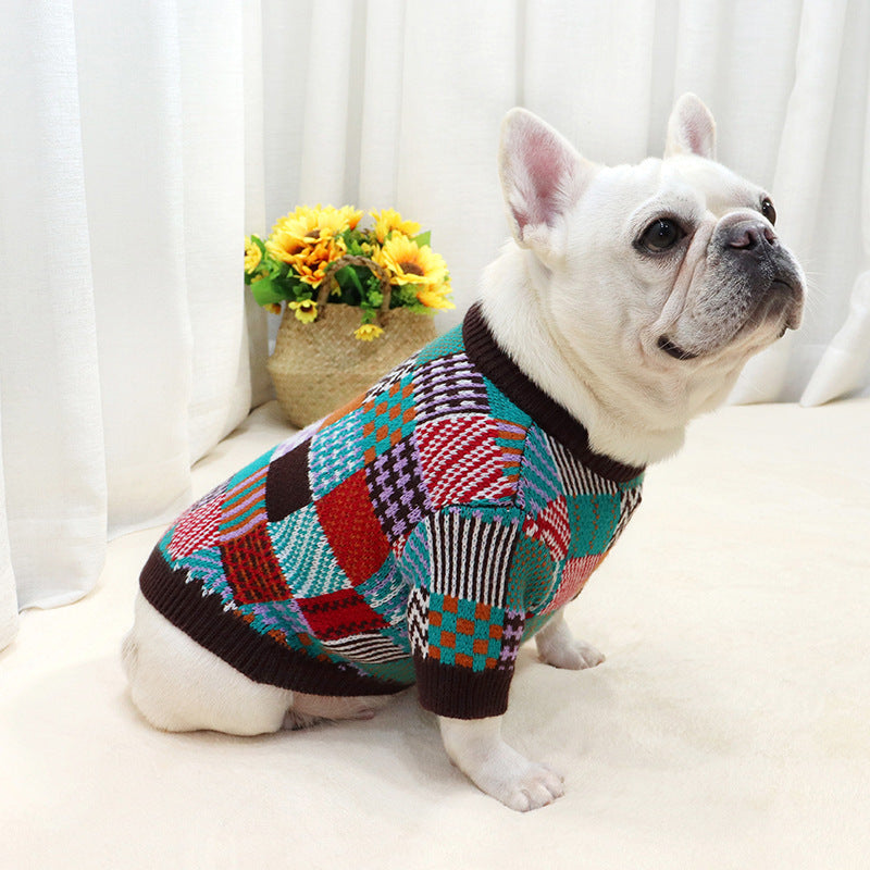 Maglione per Bulldog "Wool" in Lana – Caldo e Stile Contrasto