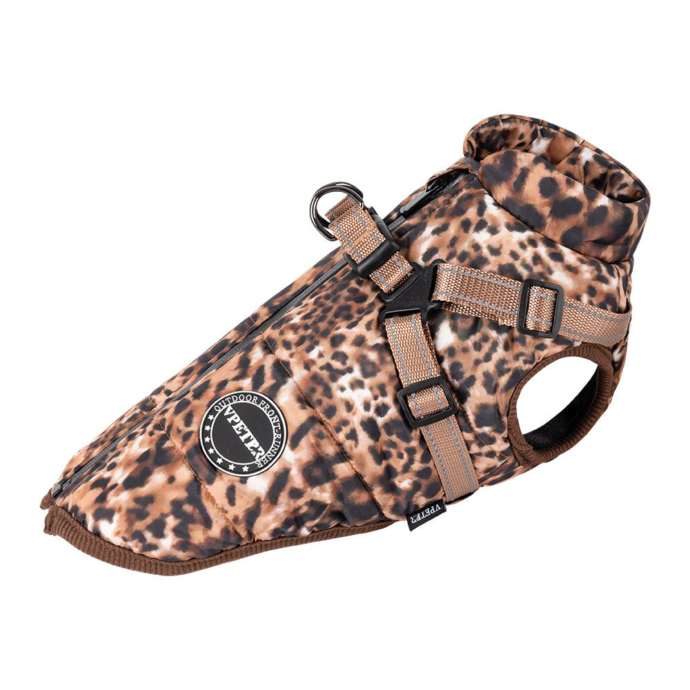 Comet Leopard Waterproof Dog Coat with Harness