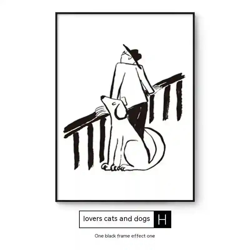 Quadro Astratto Persone con Cane - Stampa Decorativa Moderna by Dog Moda