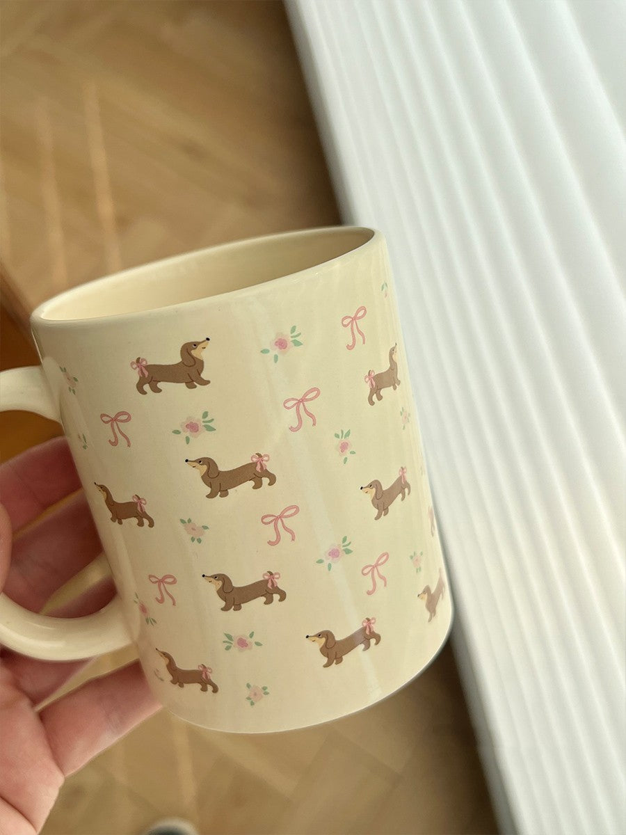 Tazza Bassotto con Fiori in Ceramica 350ml – Idea Regalo Cane