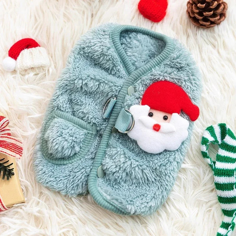 Weihnachts-Fleece-Hundemantel - Ärmellose Winterweste