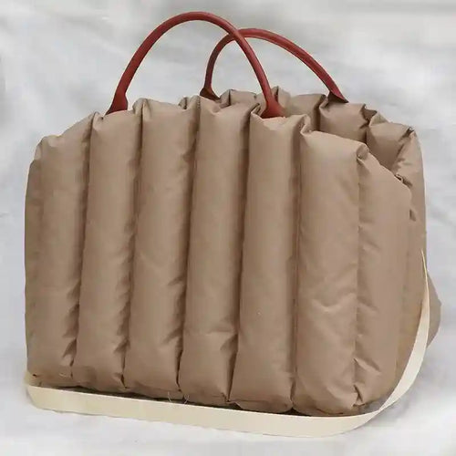 Borsa trasportino per cani e gatti "Elegant" con sponda ripiegabile, manici lunghi e tracolla removibile