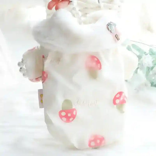 Cappottino per cani fantasia cuori arancioni con chiusura a bottoni