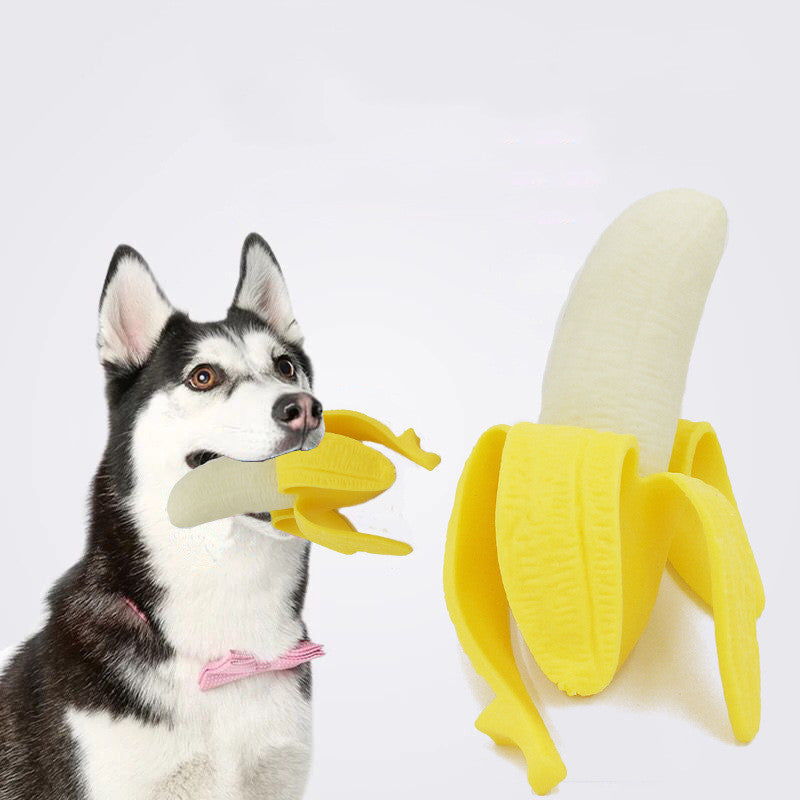 Gioco per cani "Banana" in gomma elastica TPR, morbido e resistente, con effetto sonoro, ideale per il mordicchiamento e il divertimento del tuo pet.