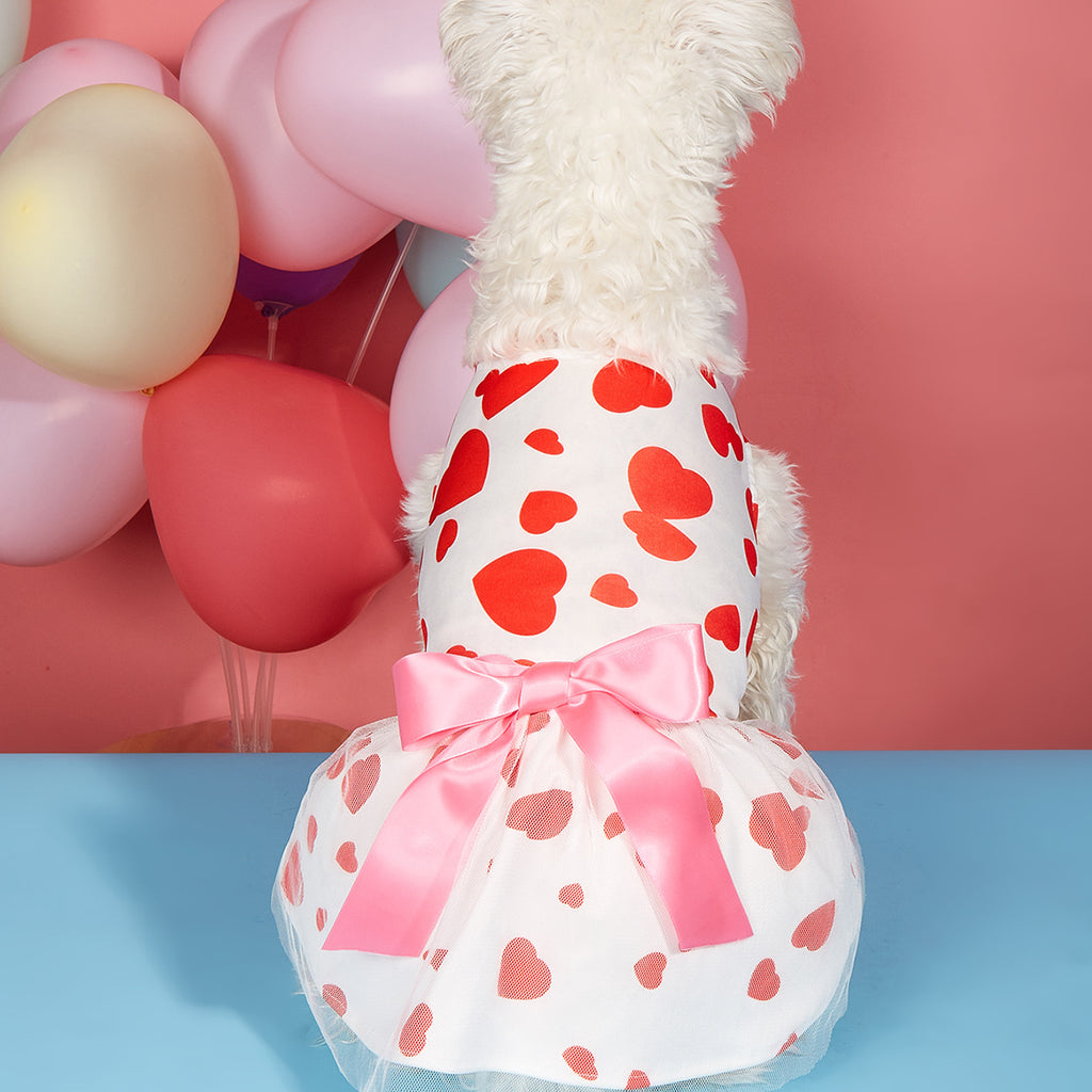 "Valentine's Day" Dog Dress with Hearts and Skirt | DogModa