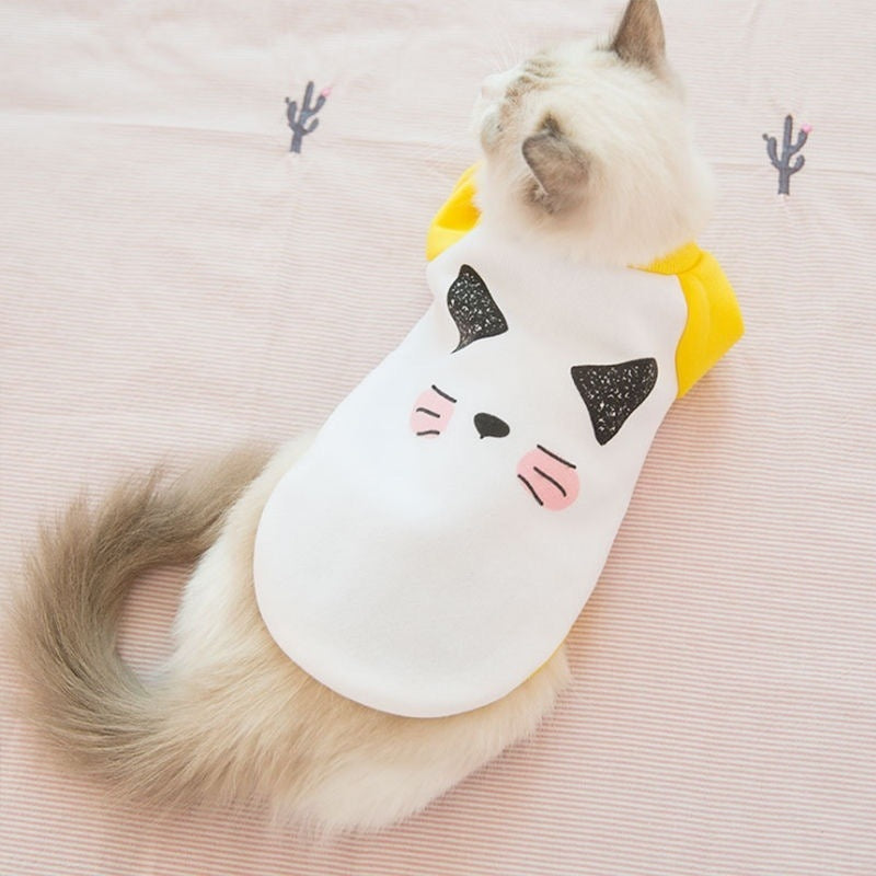 "Tara" Cat Sweater with Yellow Sleeves and Muzzle Embroidery ✨