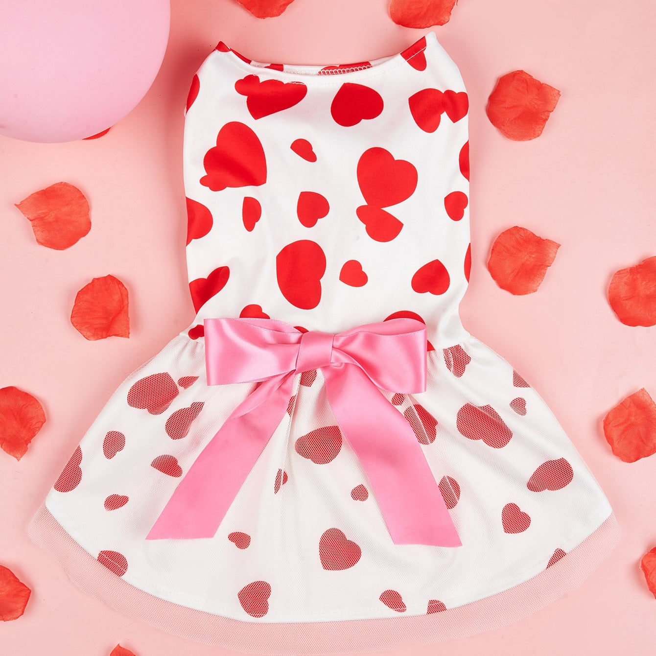 Vestito per cani "San Valentino" con cuori e gonnellina | DogModa