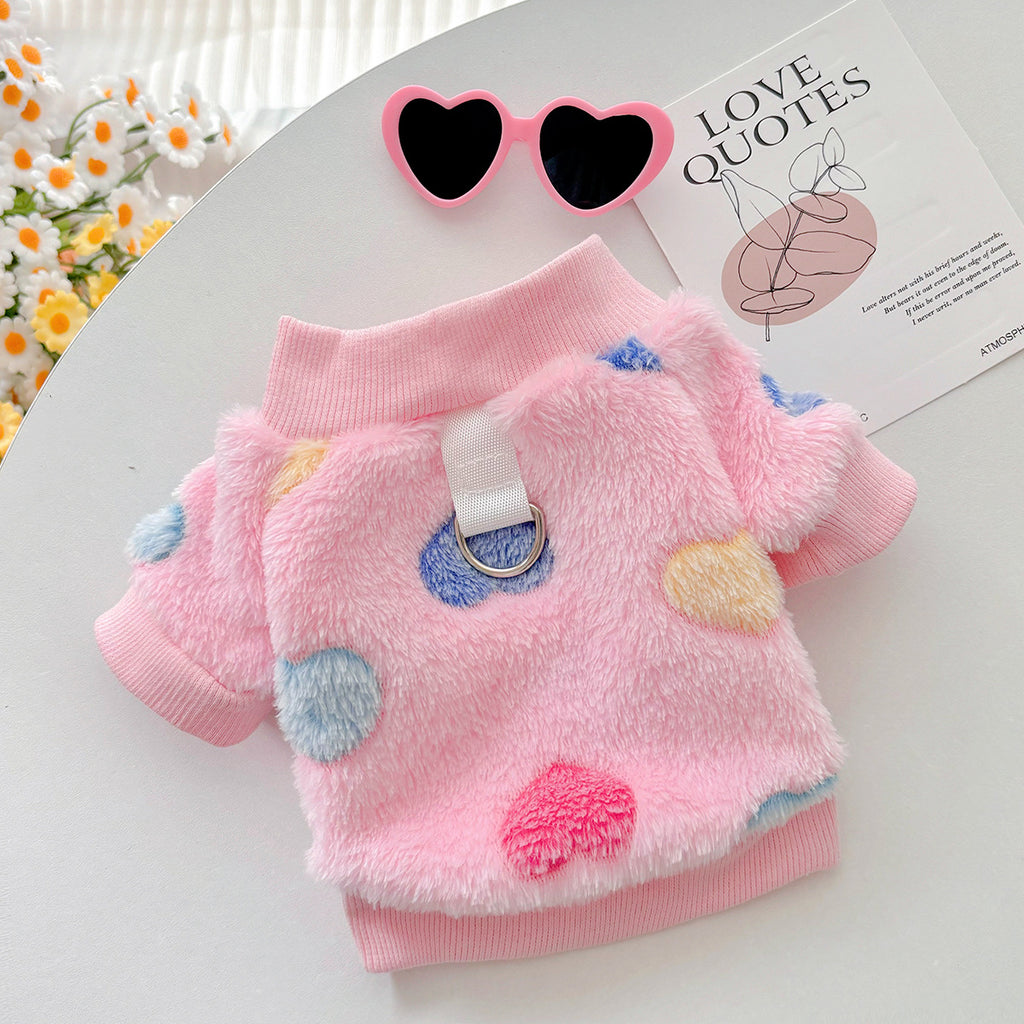 Fleece sweatshirt for dogs "Ruby" with little bones and paws pattern | DogModa