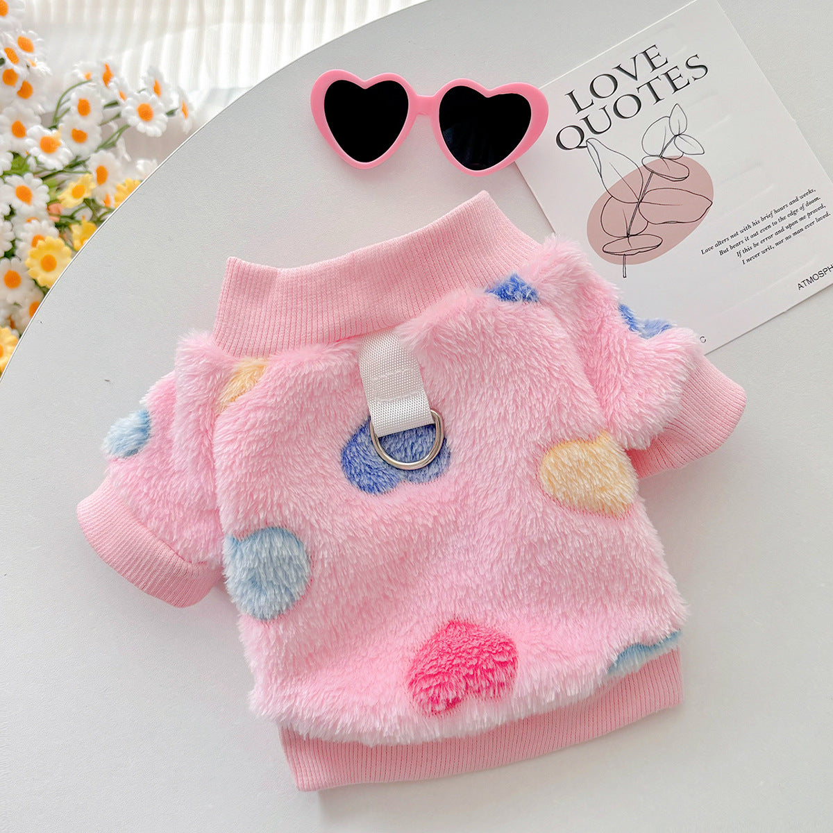 Fleece sweatshirt for dogs "Ruby" with little bones and paws pattern | DogModa