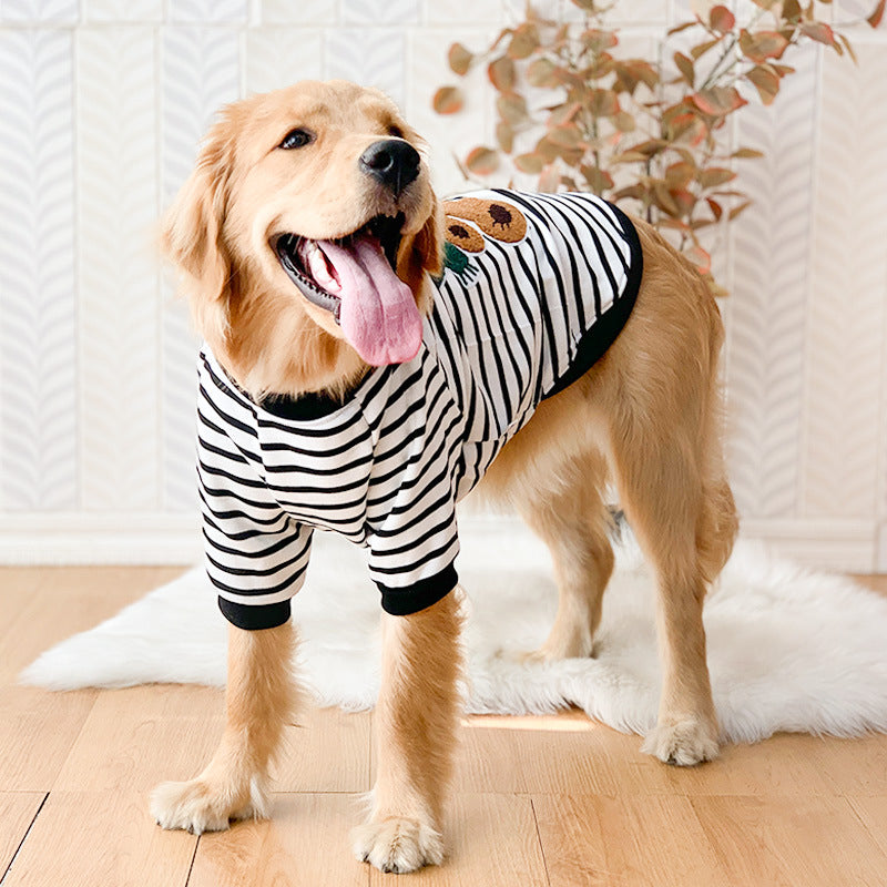 Large Dog Sweatshirt Striped with Colorful Print – Style and Comfort