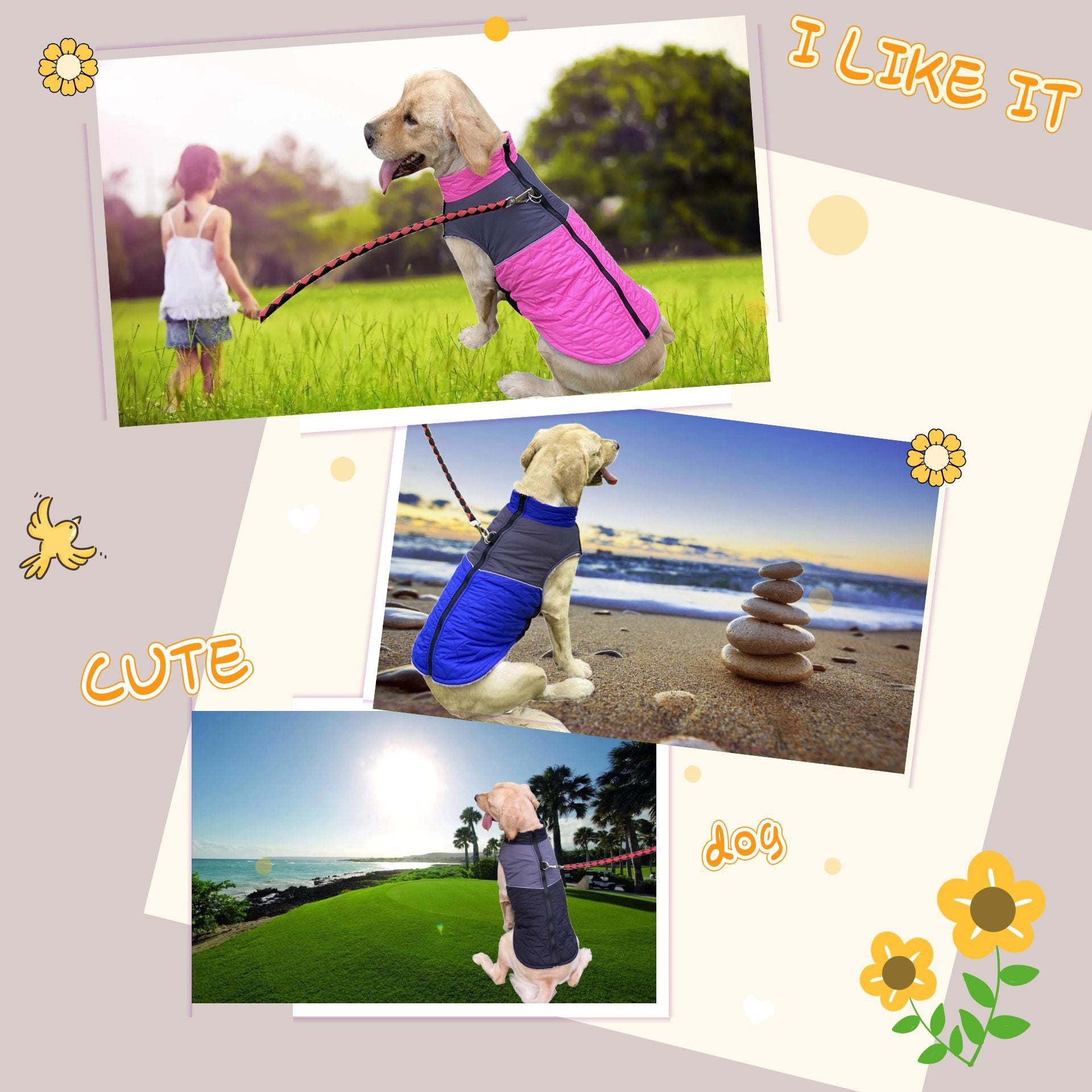 "Alvin" Dog Coat - Warm, Stretchy &amp; with Leash Ring ❄️