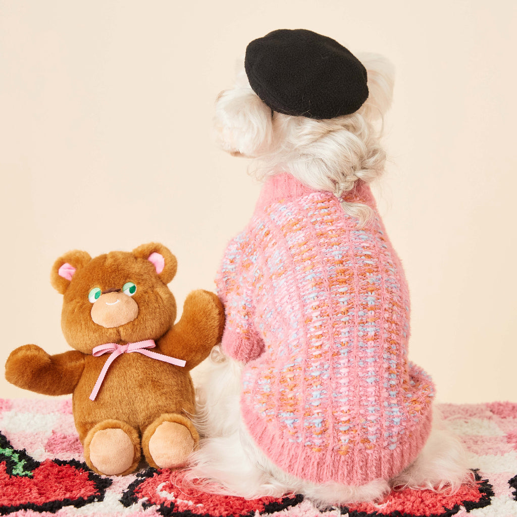 Wool Dog Sweater "Cardigan" with Heart Buttons | DogModa