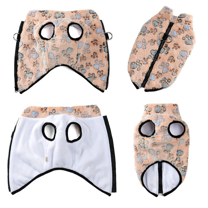 "Paw" Fleece Sleeveless Dog Coat with Paw Print