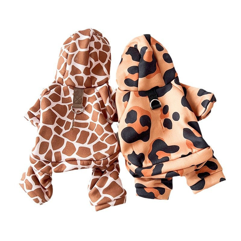 Cappottino in Pile per Cani con 4 Zampe - Fantasia Leopardata o Giraffa
