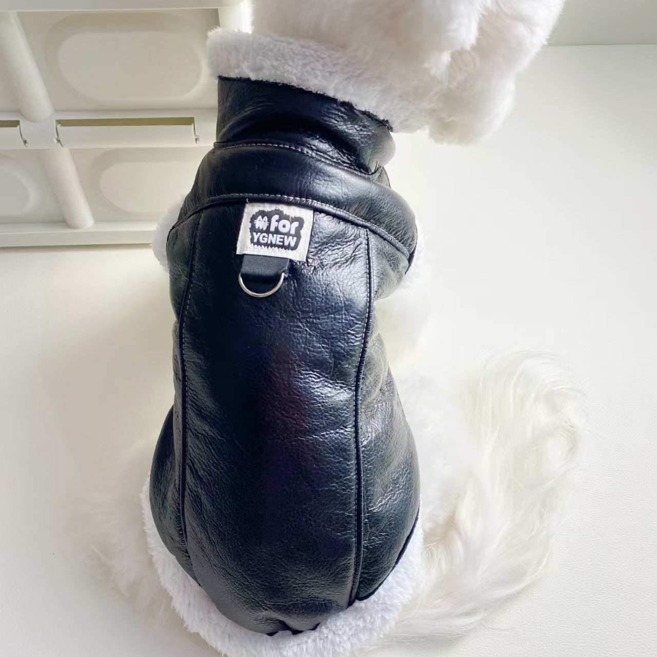 Dog Coat "Lione" Suede Beige or Black in Eco Leather