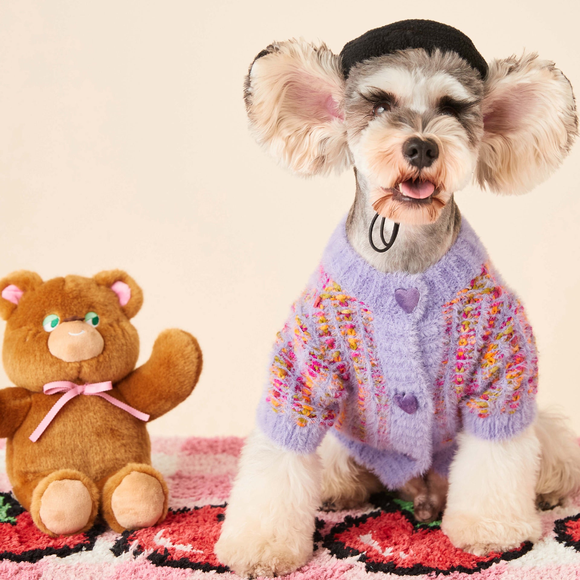 Wool Dog Sweater "Cardigan" with Heart Buttons | DogModa