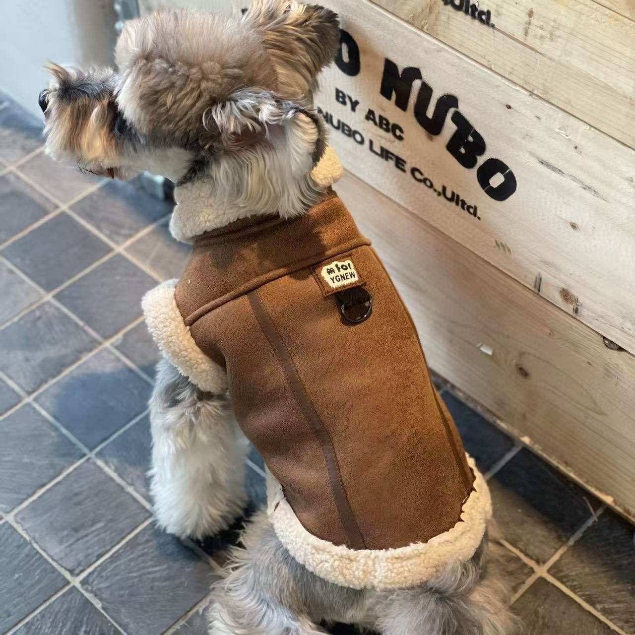 Dog Coat "Lione" Suede Beige or Black in Eco Leather
