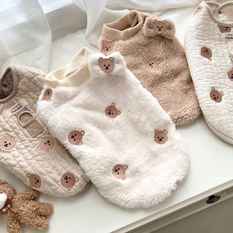 Dog Dress "Teddy Bears" Fleece - Soft, Warm and Sleeveless