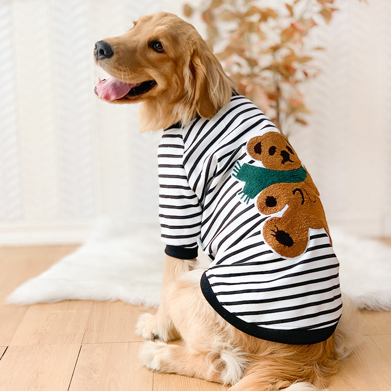 Large Dog Sweatshirt Striped with Colorful Print – Style and Comfort