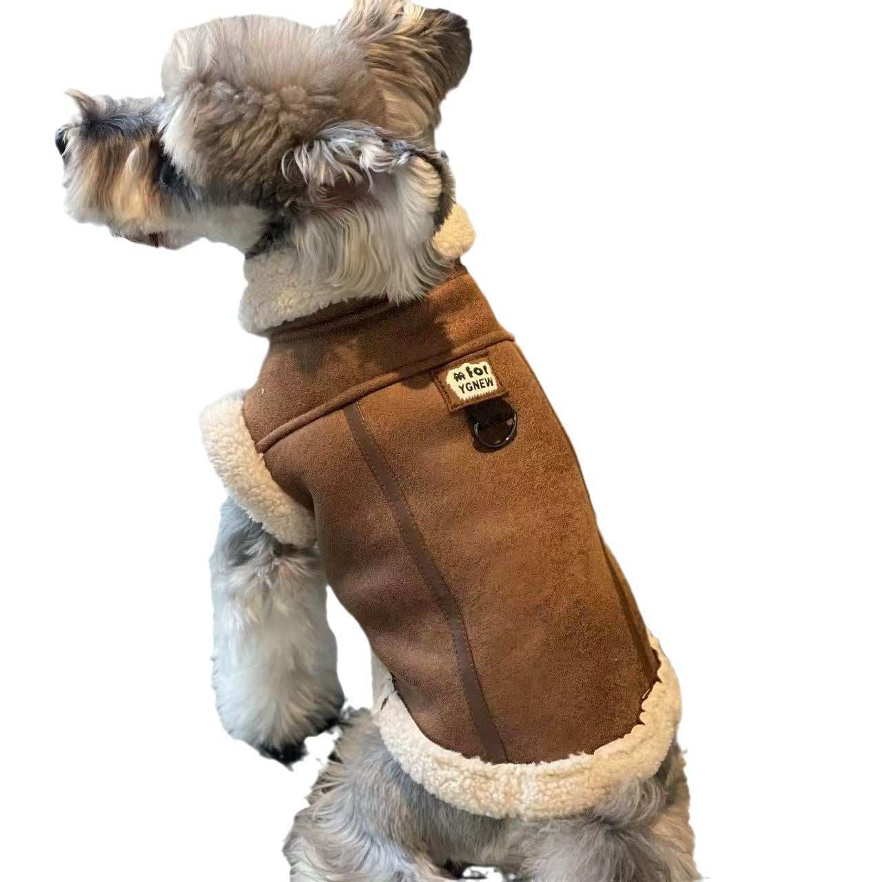 Dog Coat "Lione" Suede Beige or Black in Eco Leather