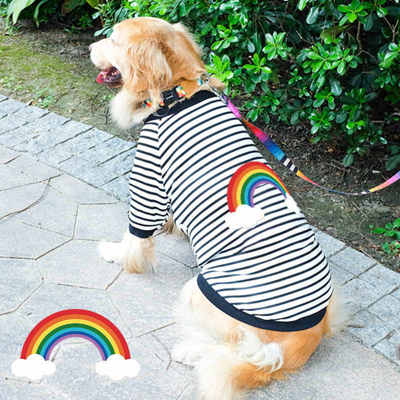 Large Dog Sweatshirt Striped with Colorful Print – Style and Comfort