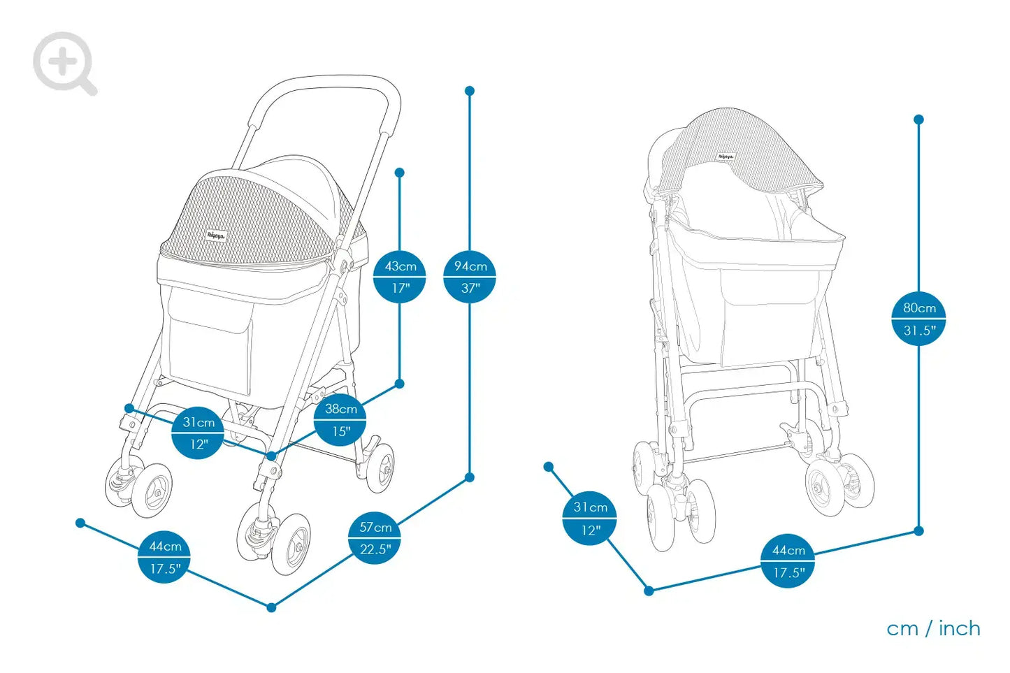 Passeggino per Cani e Gatti Ibyaya Astro Go Lite – Rosa o Azzurro