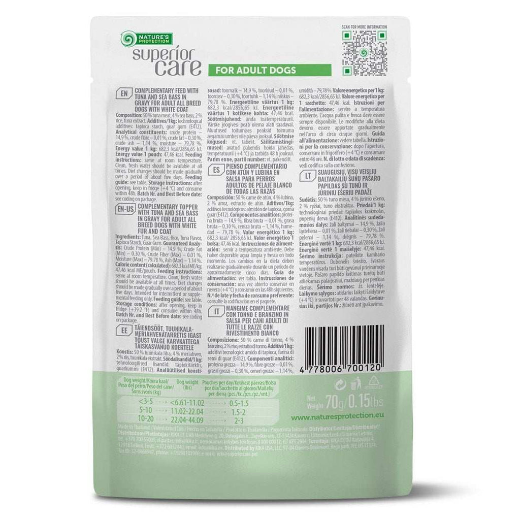 Wet Food for Dogs White Coat Tuna and Sea Bass | 70g Nature's Protection