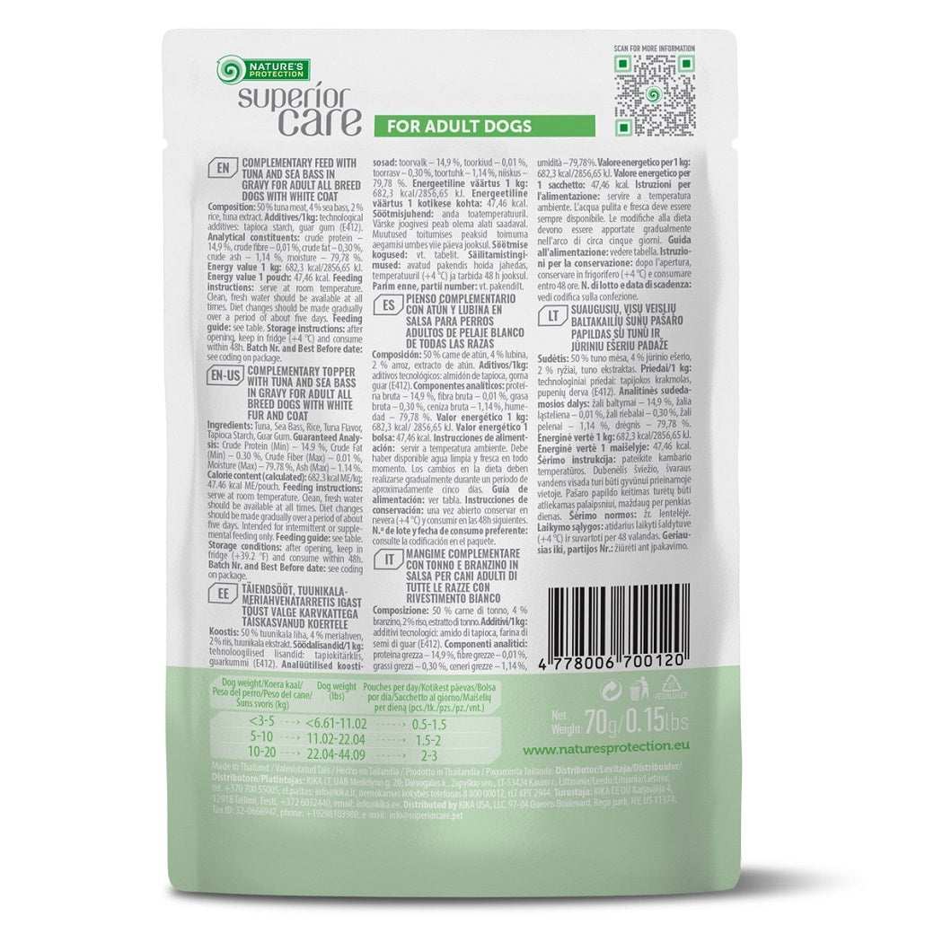 Wet Food for Dogs White Coat Tuna and Sea Bass | 70g Nature's Protection