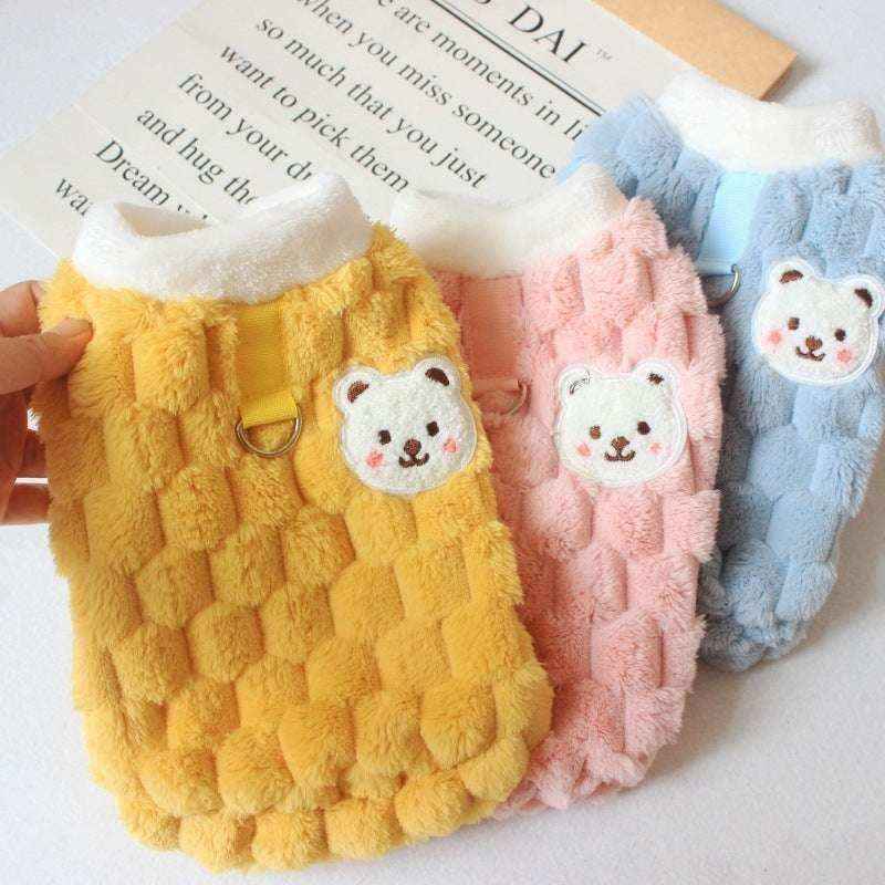 Maglia per Cani in Pile con Cappuccio - Stile Turtle e Orsetto