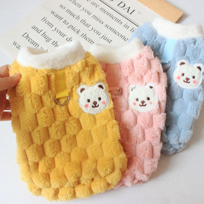 Maglia per Cani in Pile con Cappuccio - Stile Turtle e Orsetto