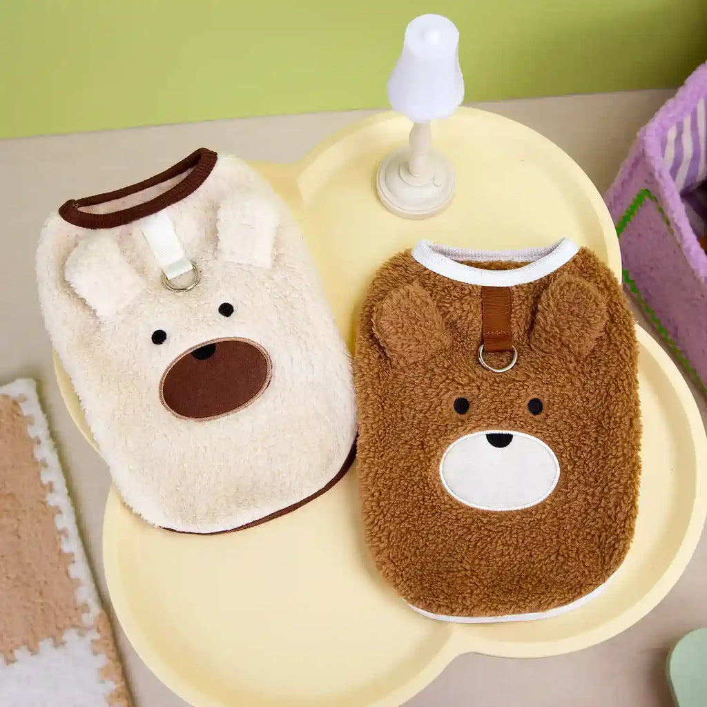 Abrigo de forro polar para perros Osito - Chaleco con anillo