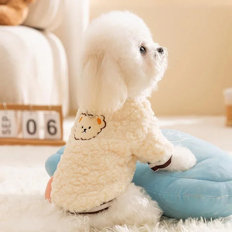 Malteser-Fleecepullover mit Stickerei – Rot und Creme