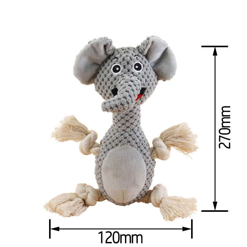 Dog Toy "Woof" - Rope and Plush Elephant or Snake