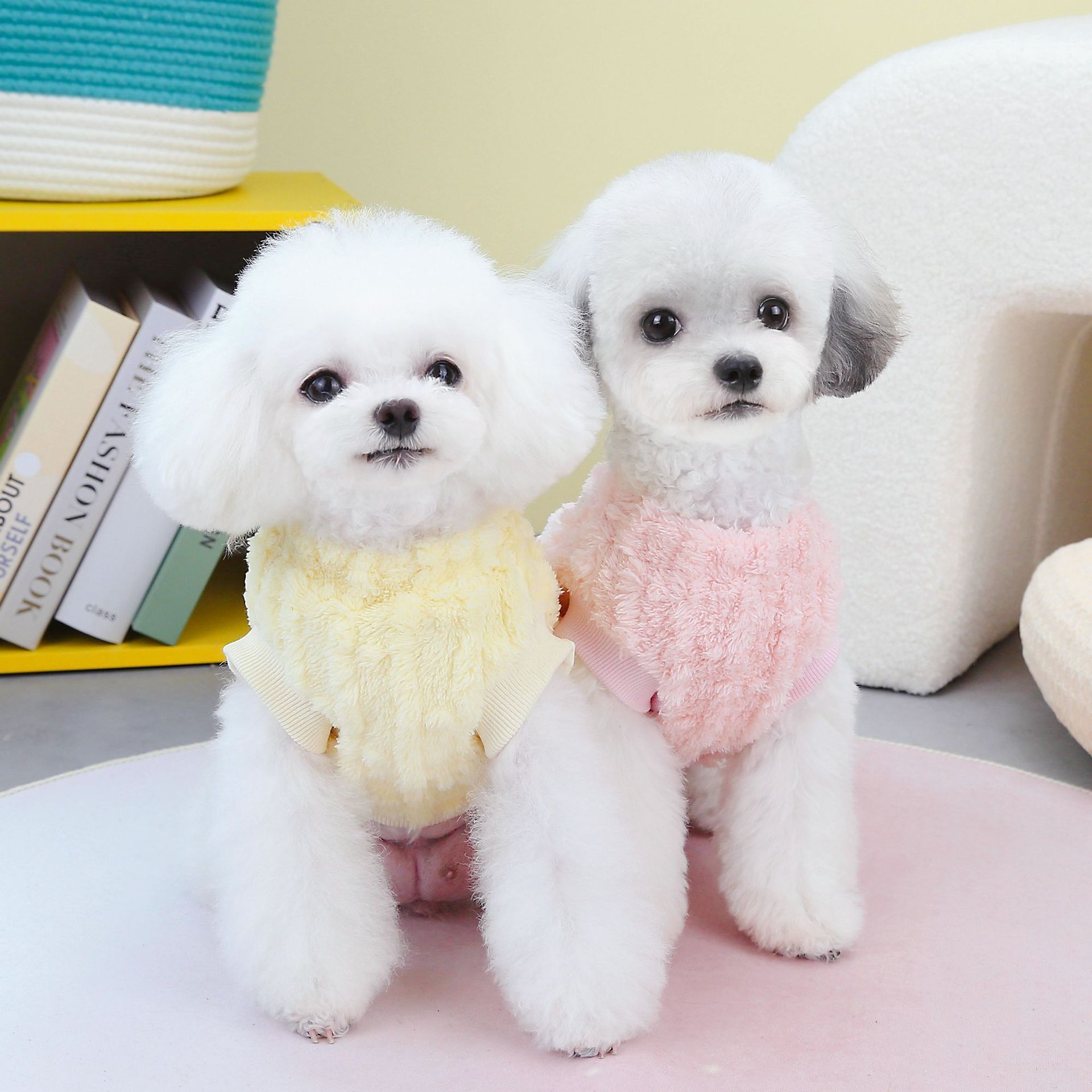 Cuddly Dog Sweater with Harness and Maltese Embroidery