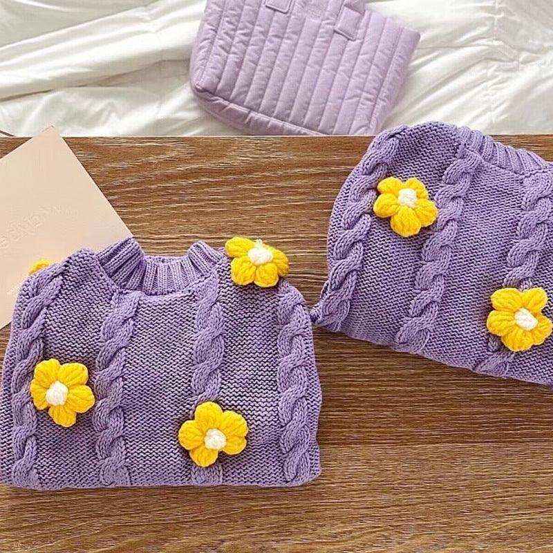 Maglione Violet per Cani - Porpora con Fiorellini Gialli by Dog Moda