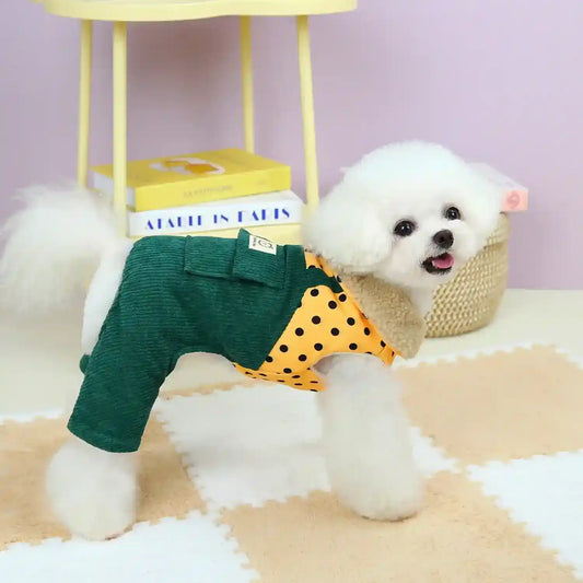 Tutina Salopette per Cani Piccoli - Pile Caldo 4 Zampe con Pettorina by Dog Moda