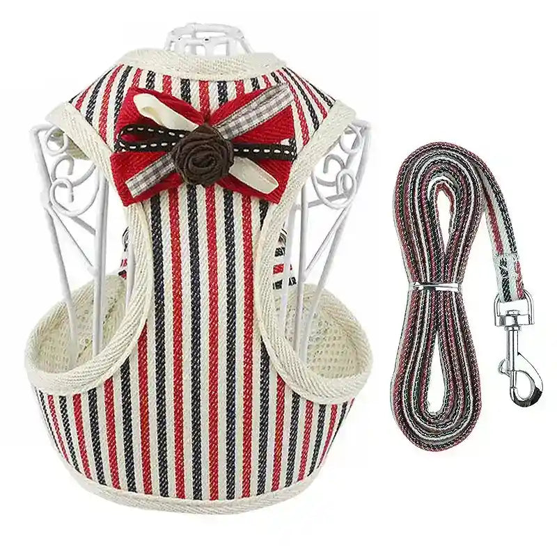 Pettorina Cane Gatto con Fiocco a Righe - XS S M L by Dog Moda
