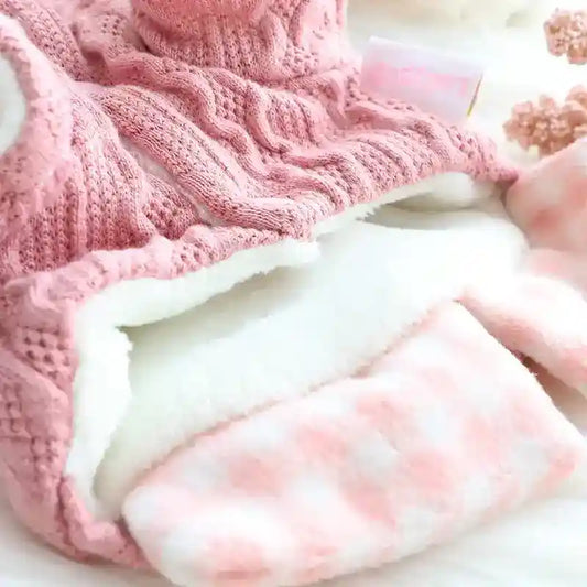 Cappotto Cane Pile Wool Treccia Azzurro Rosa Invernale by Dog Moda