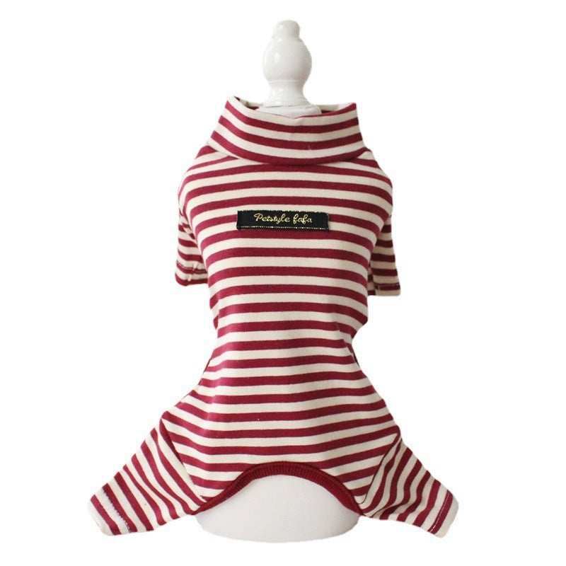 Gestreifter Hundepyjama „Four Paws“ – Weiche Baumwolle